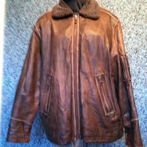 Brown leather jacket