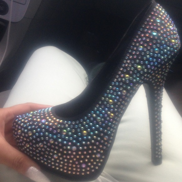 Rhineston heels black