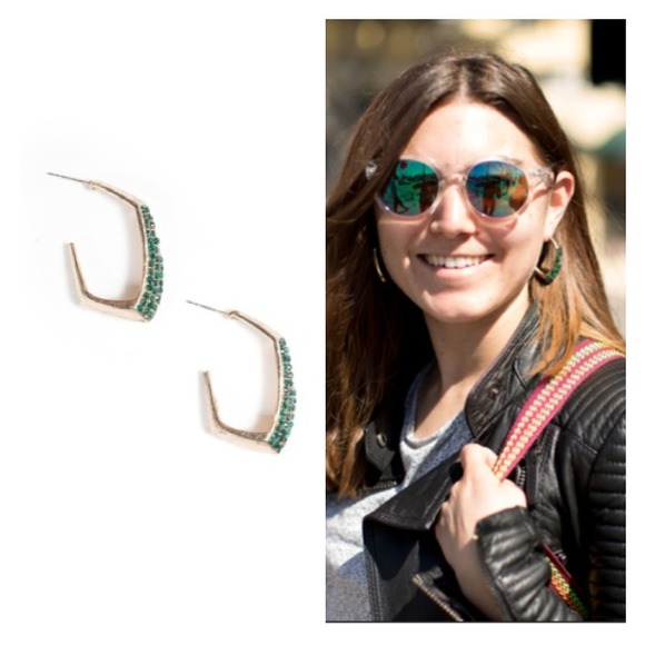 JewelMint Jewelry - Emerald Crystal Gold Plated Hook Earrings