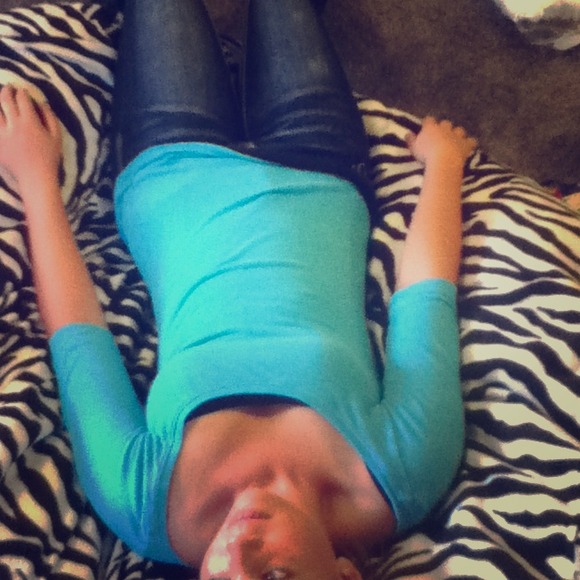 Blue boat neck shirt