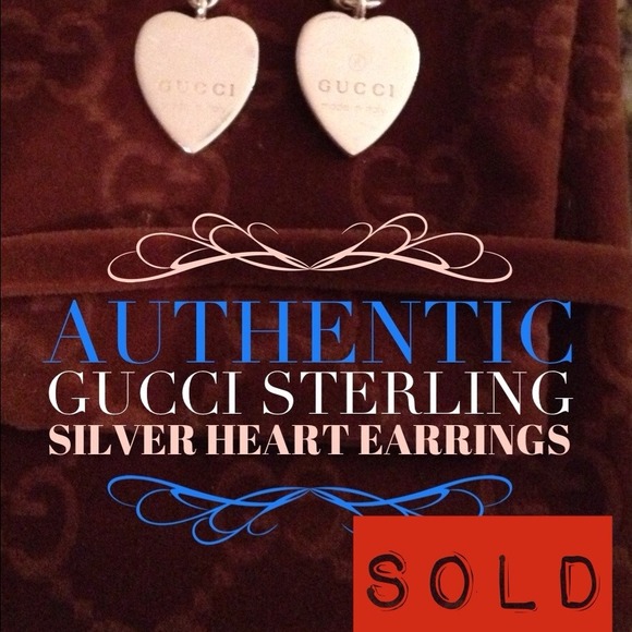 SOLD Gucci AUTH Sterling Silver Heart Earrings