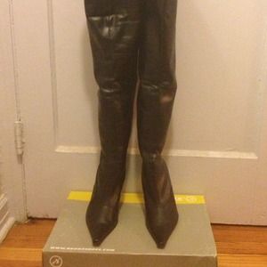 Bronx Black Leather Over the Knee Boots
