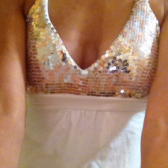 Shiny halter with built in bra