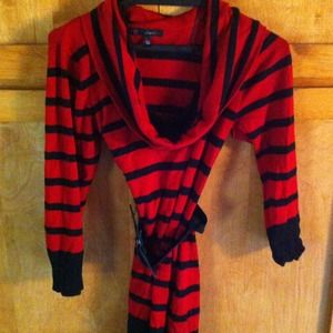 Red Cowl Neck Dress