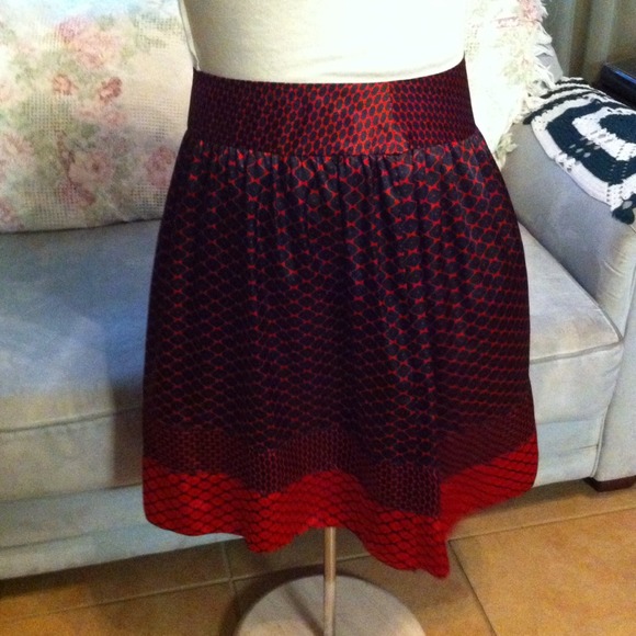 Navy Blue & Red Skirt