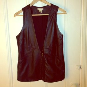 DKNY zip up faux leather vest