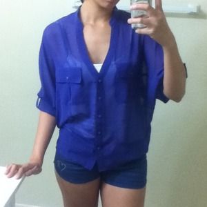 LOOKS NEW 3/4 CHIFFON PURPLE TOP!