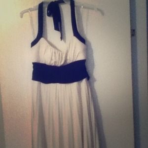 Black and white halter cocktail formal dress