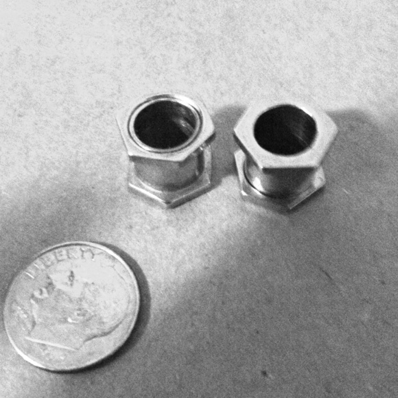 Bolt shaped plug earrings