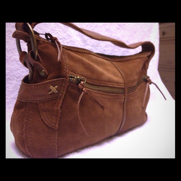 Lucky Brand Brown Leather suede Handbag