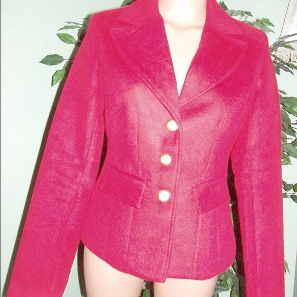 Red Button Down Blazer Jacket Size Medium M