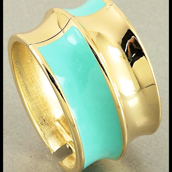bracelet, mint and gold bangle