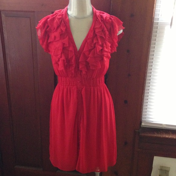 H&M Red ruffle top dress
