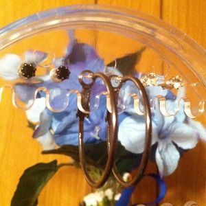 Three pair glamorous b&w set!!! Approx. 2" hoops