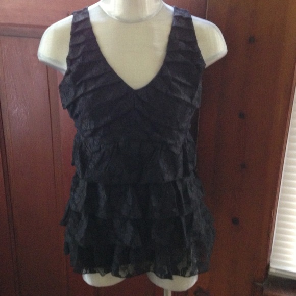Express black lace ruffled top