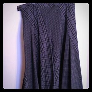 A line skirt with different plaid patterns.
