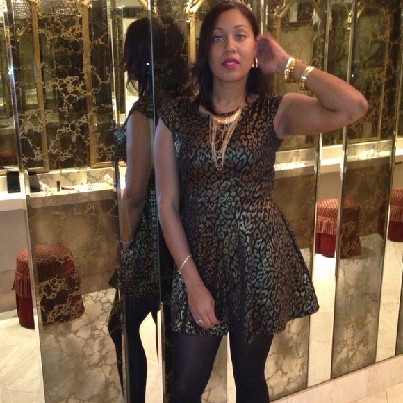 Black and gold tone cheetah print dress.