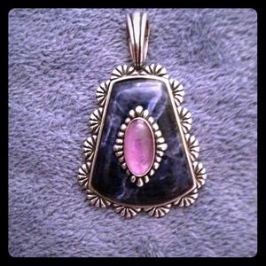 Purple stone pendant with silver details