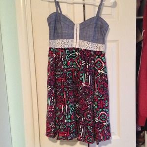 Super cute Aztec print/denim dress from Zumiez!