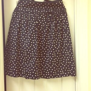 J crew navy and cream polka dot A line skirt sz 2