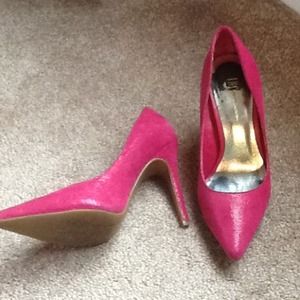 Super Hot Watermelon Snakeskin Heels