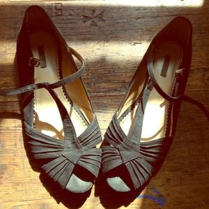 Black buckle UO flats