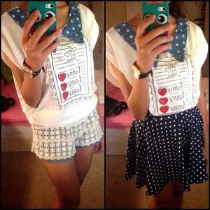 Polka dot collar graphic top