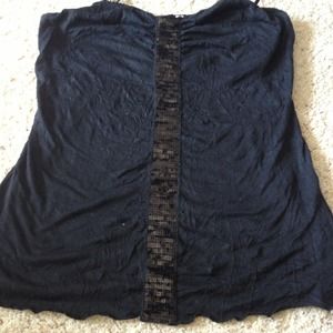 black tank top with sequin stripe down the middle