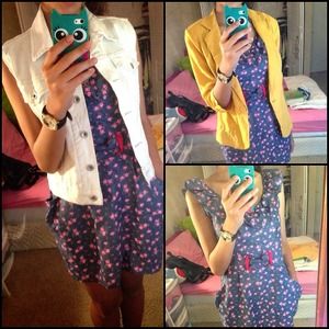 Floral denim mini dress