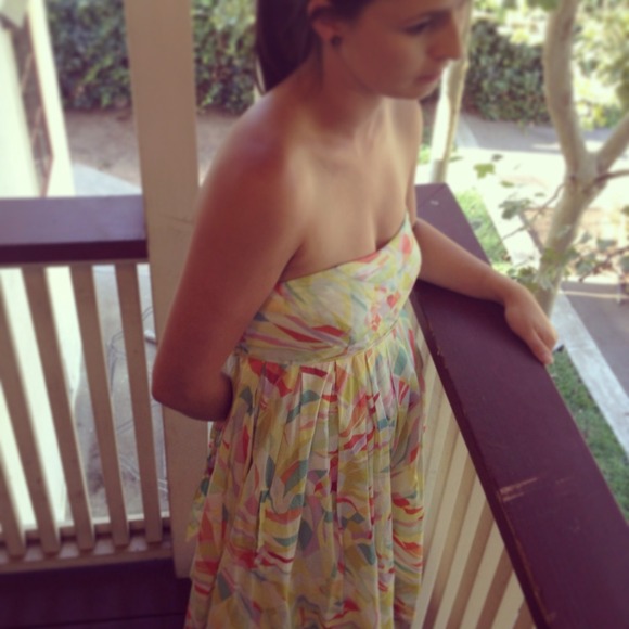ANTHROPOLOGIE Strapless Multicolored Dress