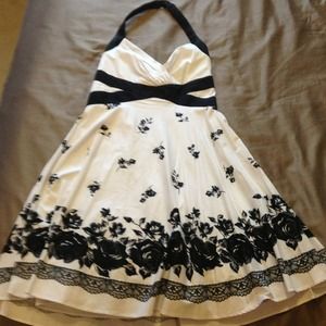 Black & white halter dress