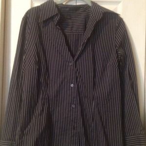 Black with white pin stripe long sleeve shirt