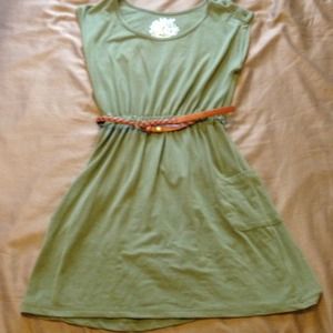 Olive green dress with belt - SOLD!