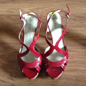 Red leather guess heels
