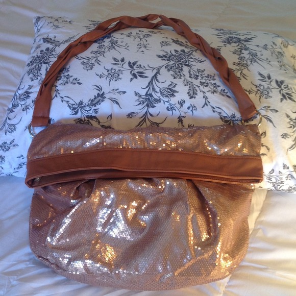 Rose Copper Sequined Hobo Bag