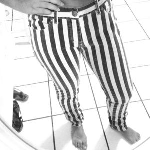 Black & White Striped Jeans