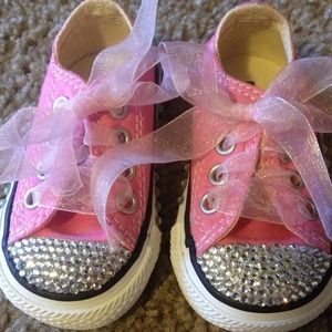 Infant size 2 blinged pink Converse