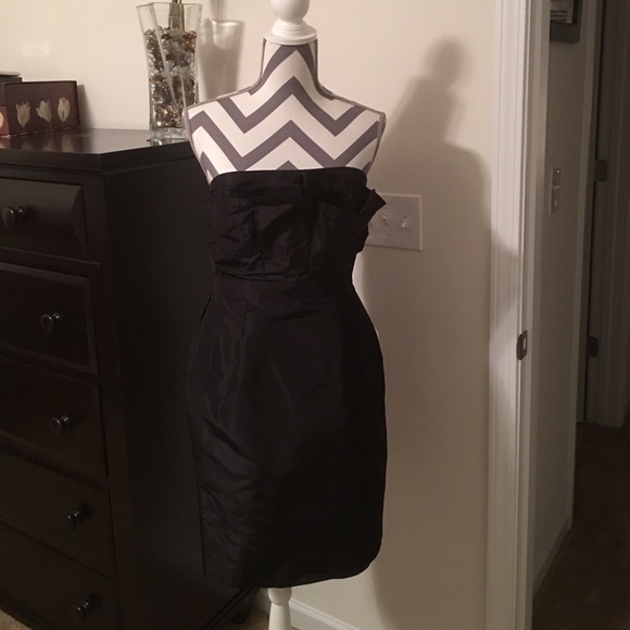 SOLD.  J.Crew black taffeta strapless dress