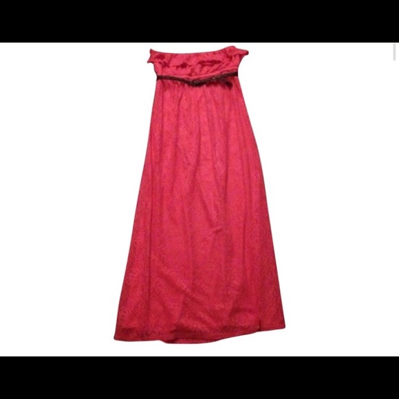 Coral maxi dress with belt