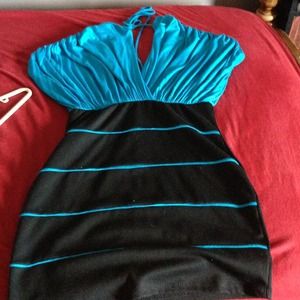 Blue and black party dress