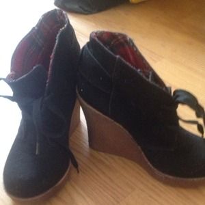 Black and plaid booties