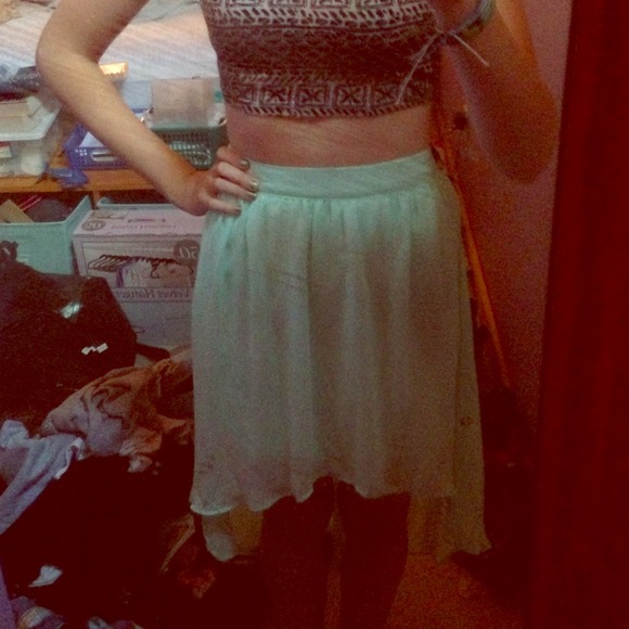 Mint Green High Low Skirt