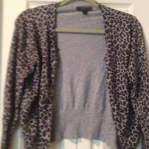 Grey leopard print cardigan