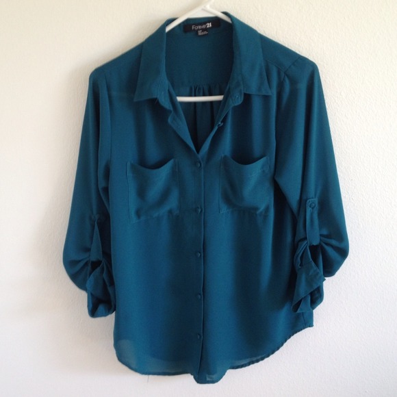 🚫SOLD🚫 Teal Blouse - Picture 2 of 2