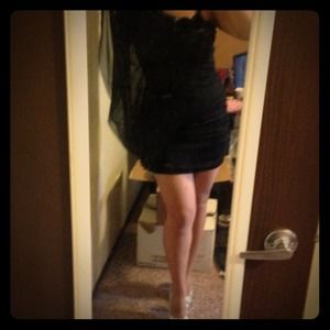 Glittery flutter sleeve one shoulder dress