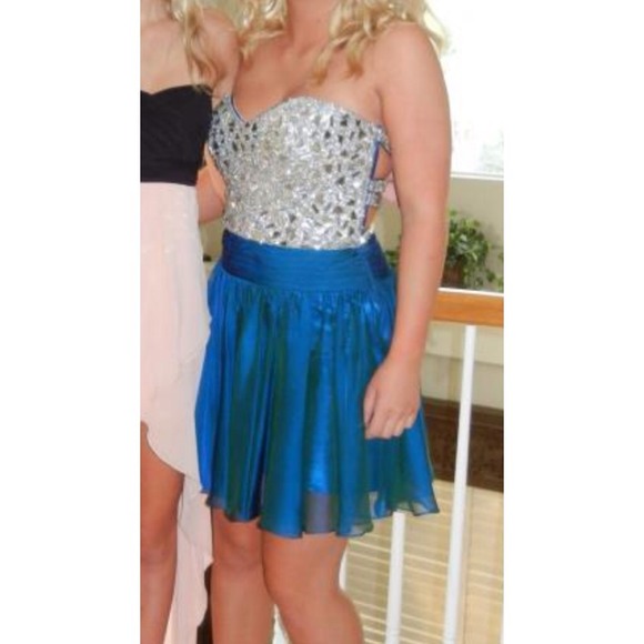blue and silver strapless homecoming dress - Picture 1 of 1