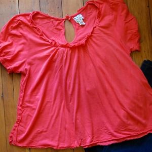 Orange flowy Anthropologie top