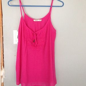 Hot pink embroidered tank