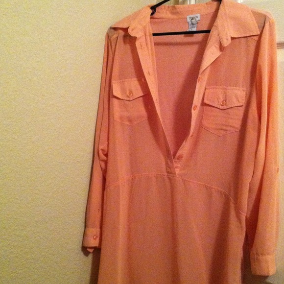Large pink long sleeve button up shirt - Picture 1 of 4