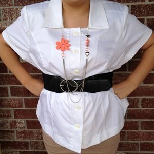 White Blouse with Belt